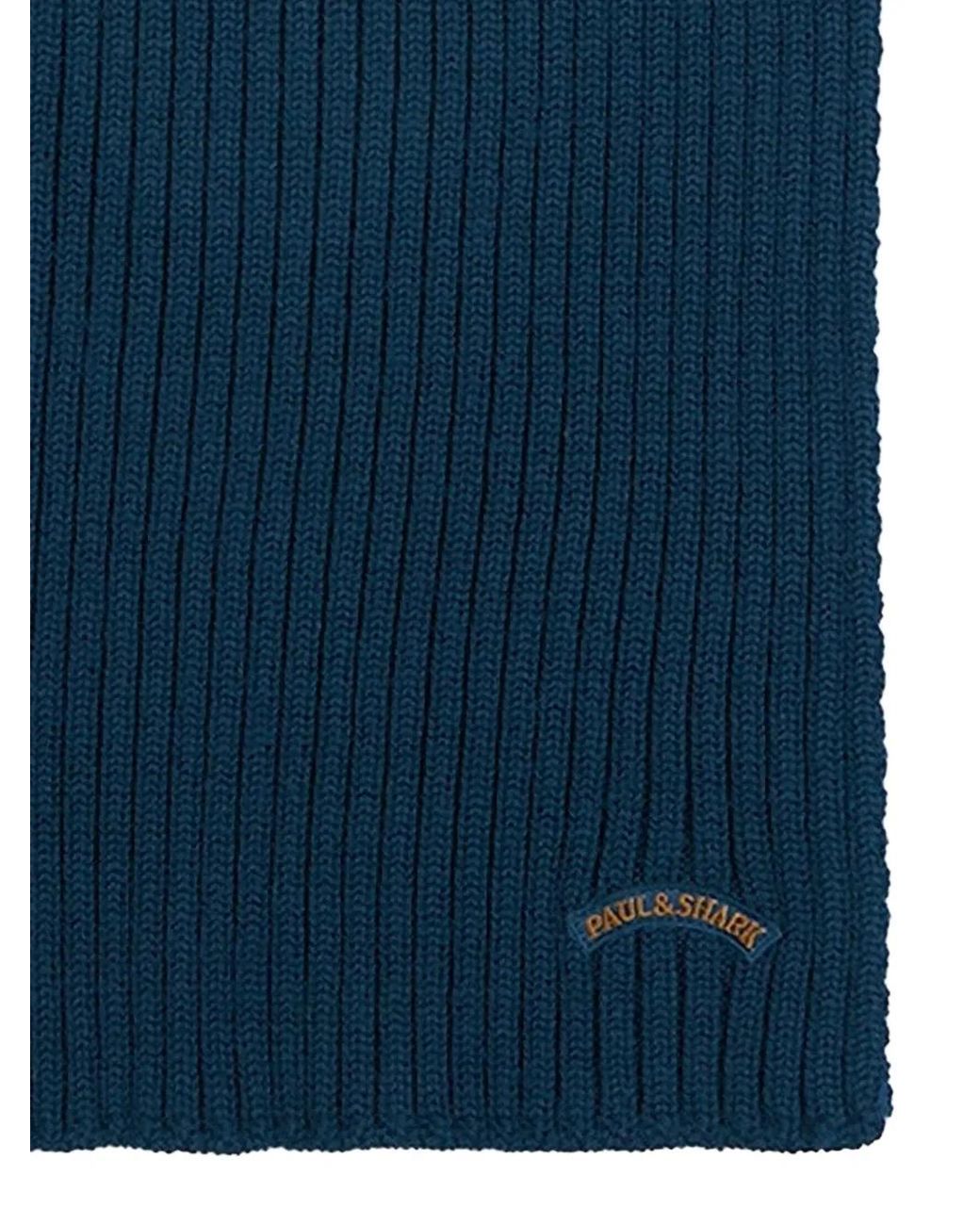 Paul & Shark Blue Ribbed Scarf for men