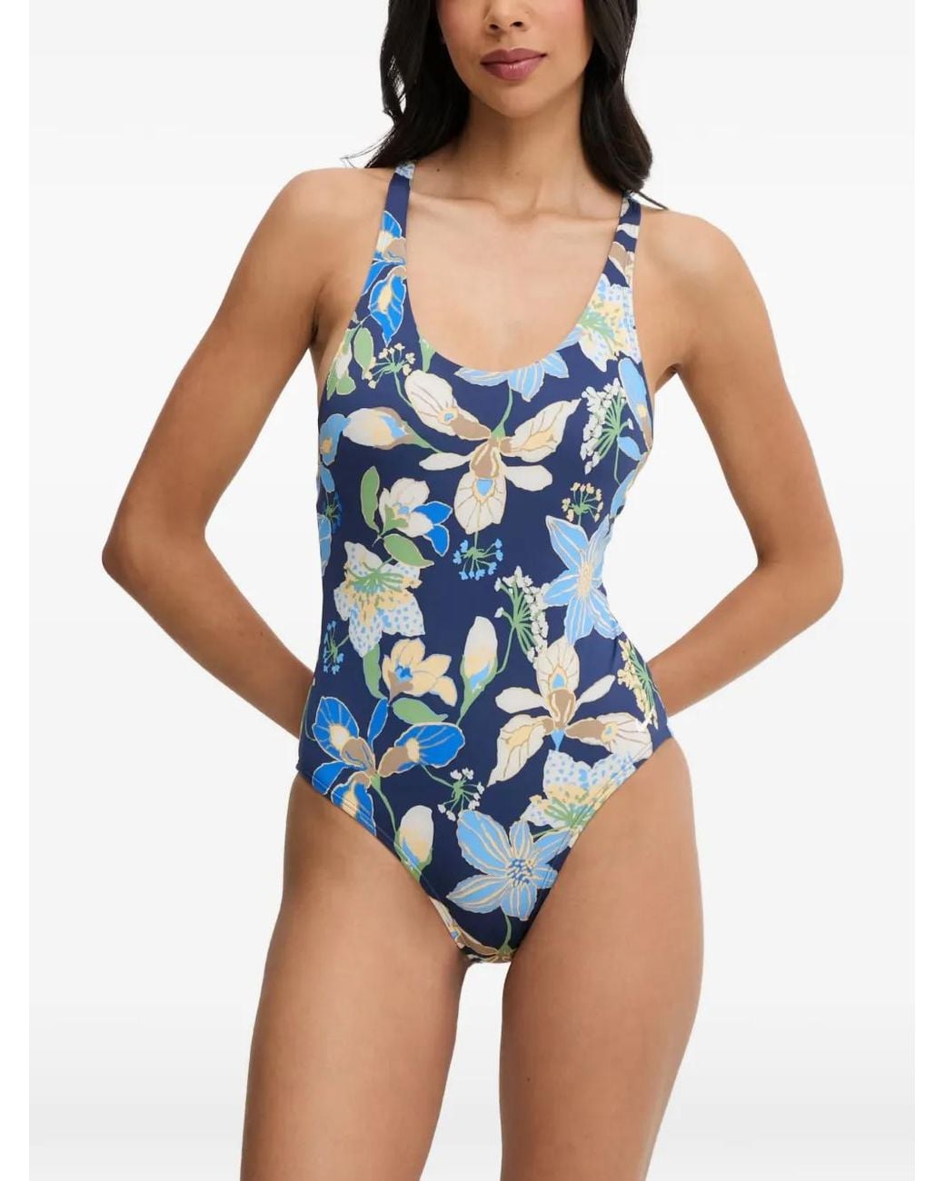 Nike Blue Floral-Print Swimsuit