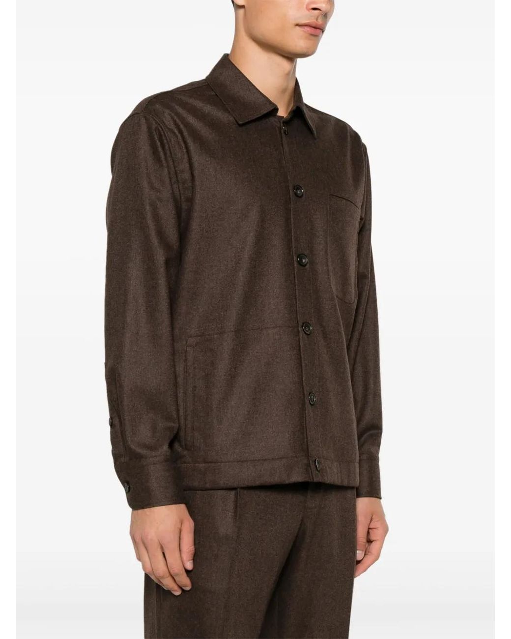 PT Torino Black Spread-Collar Shirt Jacket for men