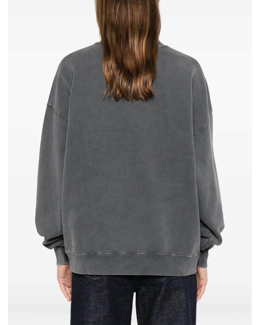 Anine Bing Gray Logo-Print Sweater