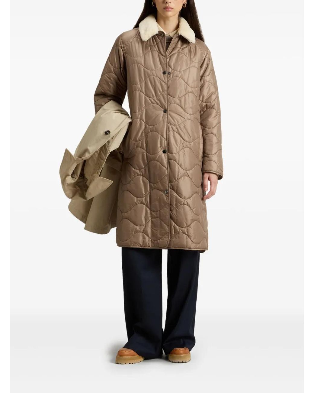 Woolrich Natural Faux-Fur Collar Coat
