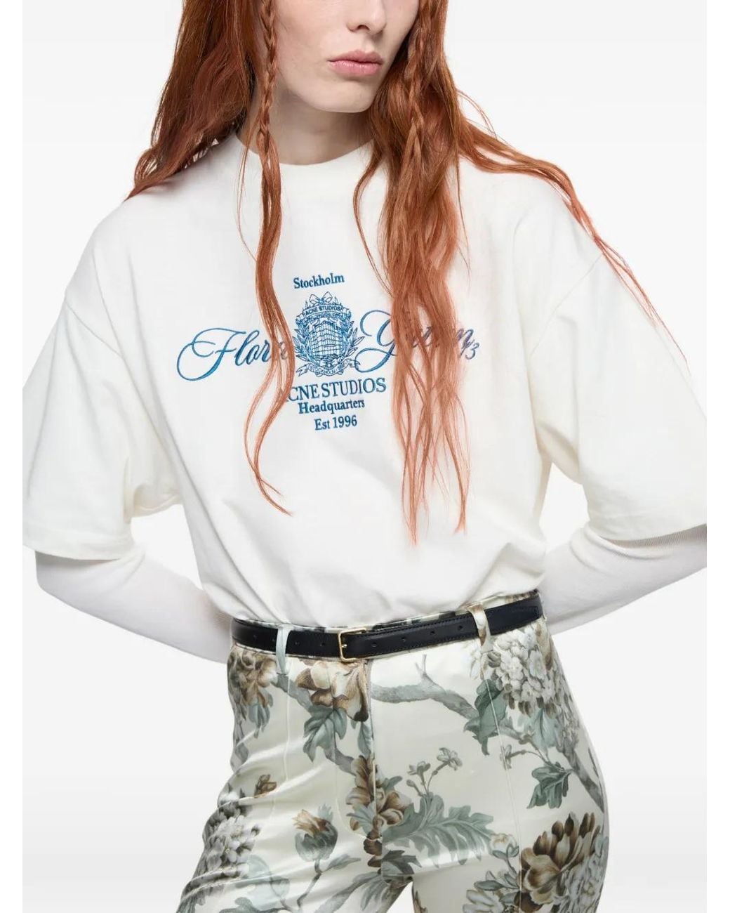 Acne White Embroidered T-Shirt