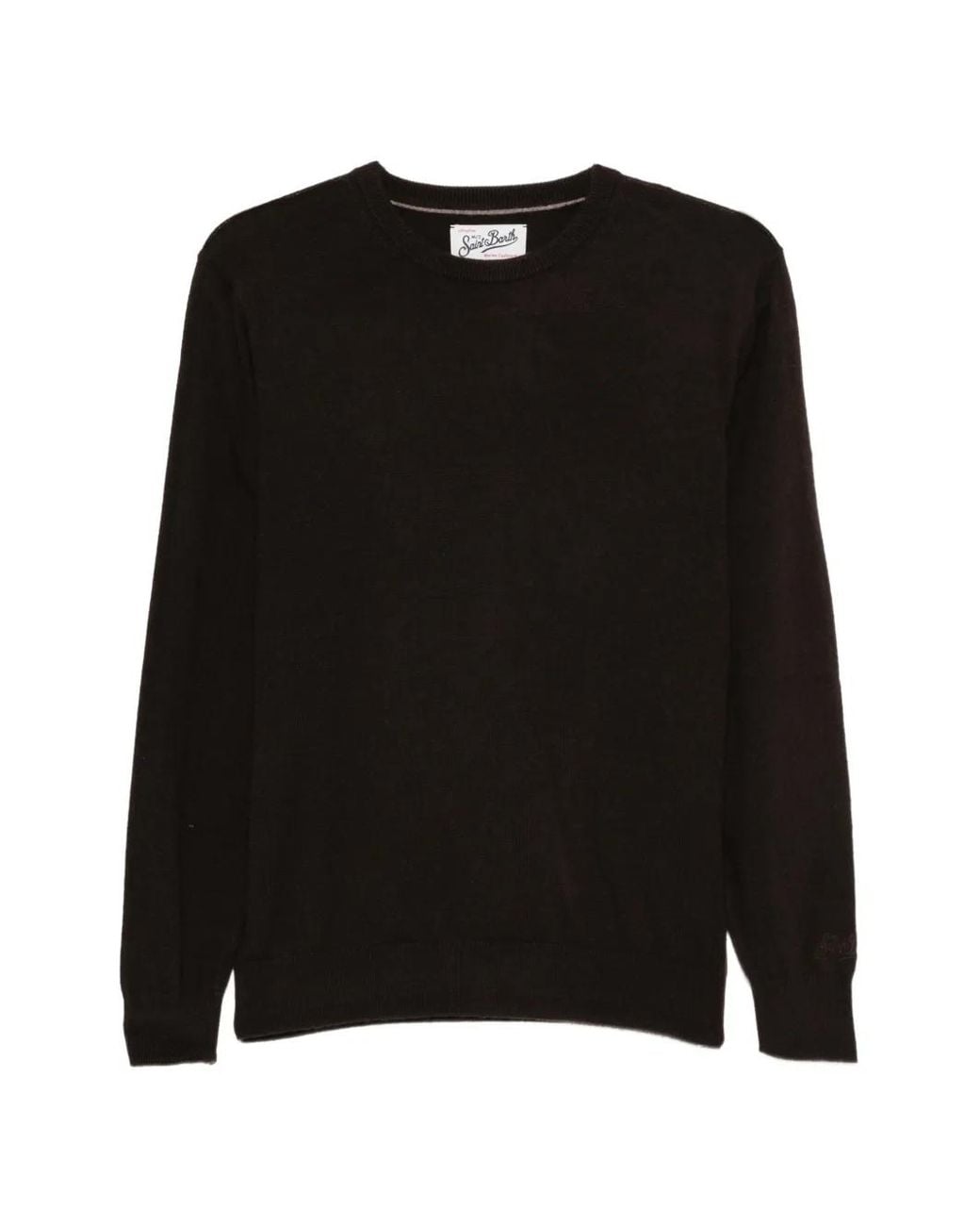 Mc2 Saint Barth Black Crew-Neck Wool Sweater for men