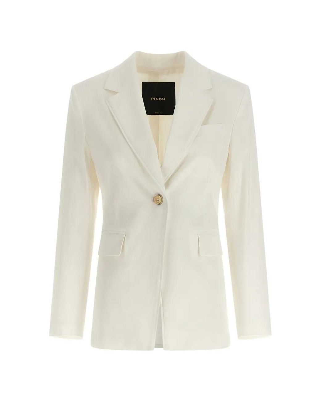 Pinko White Linen Viscose Elastane Jacket