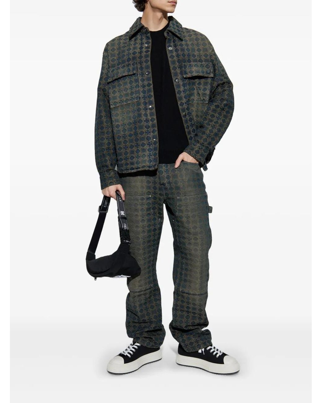 ジャケット・アウター AMERI Denim mountain parka jacket amiri-blue-Ma-Quad-Jacquard-
