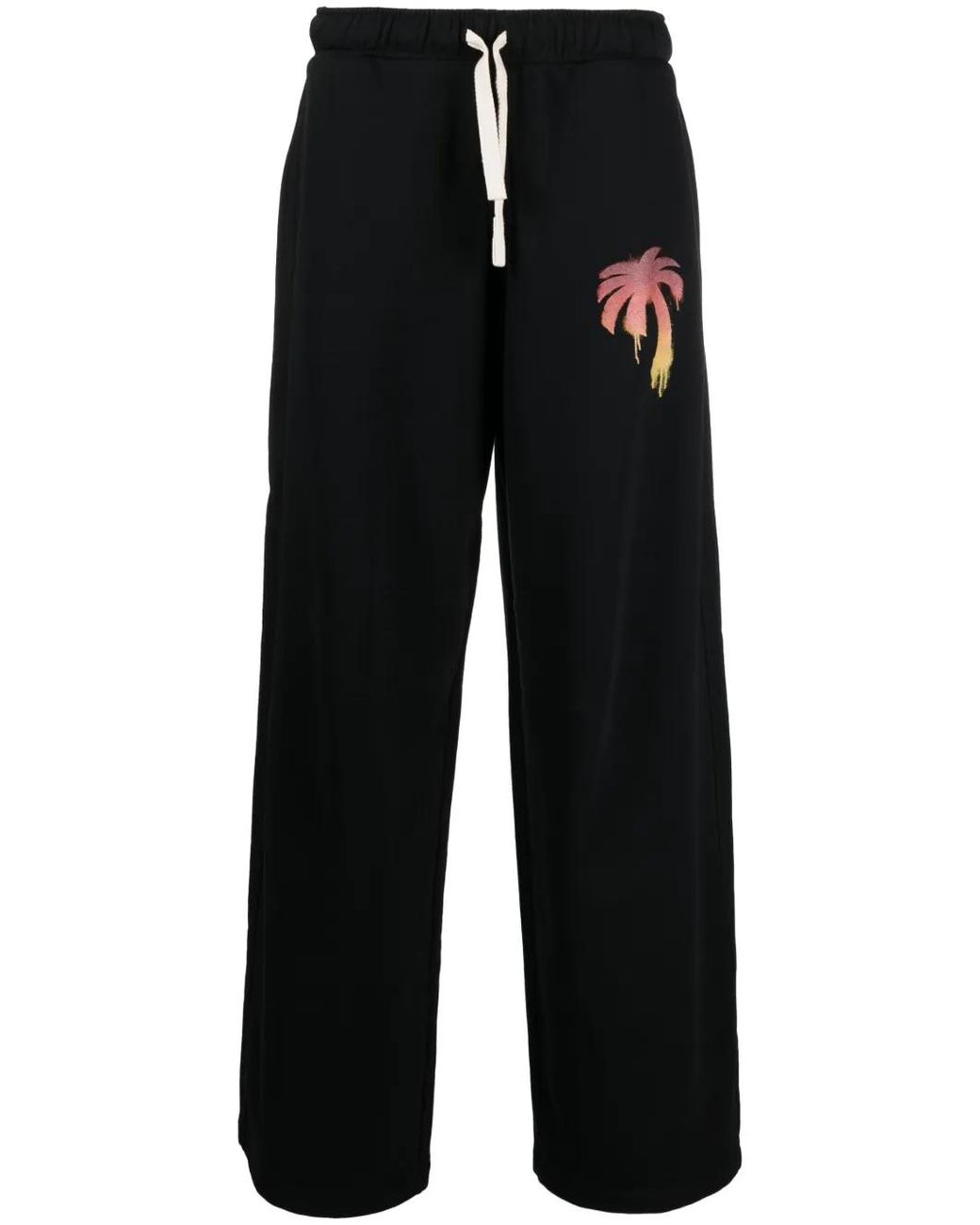 Palm Angels Black I Love Pa Wide-Leg Track Pants for men