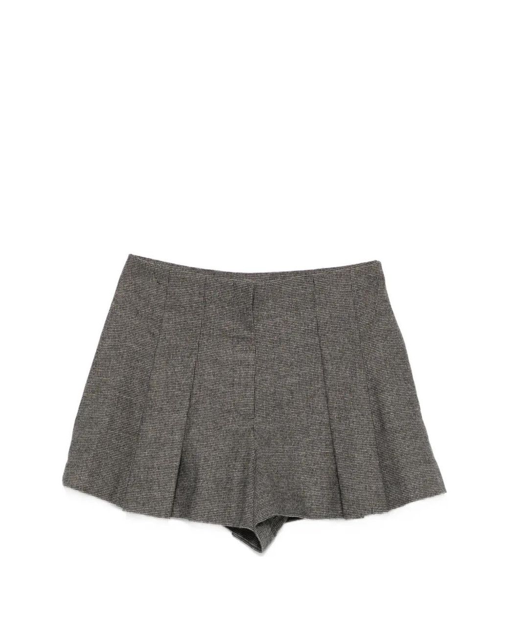 Sandro Gray Houndstooth-Pattern Pleated Shorts