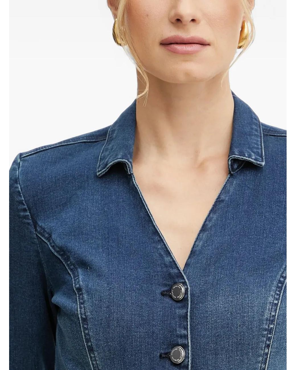 Morgan Blue Button-Up Denim Jumpsuit