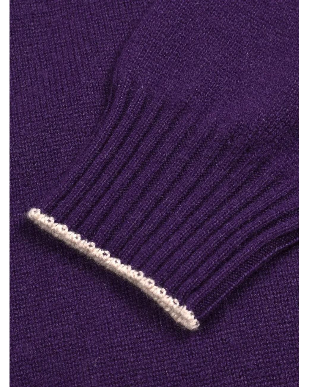 Brunello Cucinelli Blue Turtleneck Ribbed-Cuff Sweater for men
