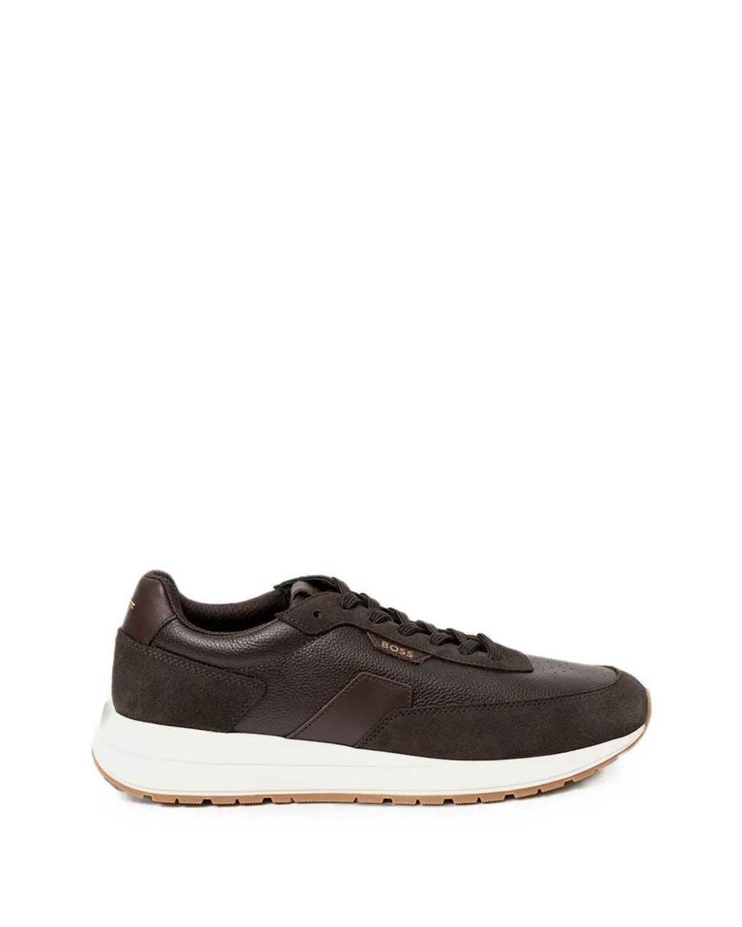 Boss White Logo-Plaque Panelled Sneakers for men