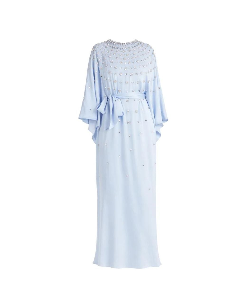 Temperley London Blue Robe Longue Layla À Taille Nouée