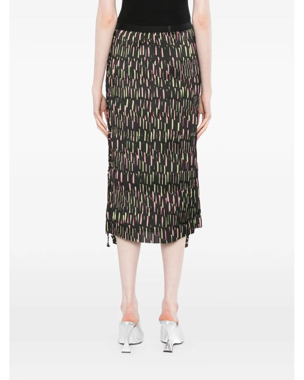 JNBY Black Geometric-Print Midi Skirt