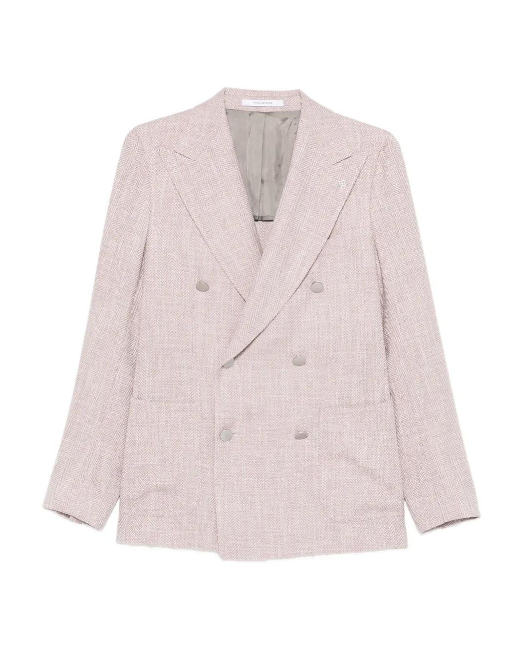 Tagliatore Pink Double-Breasted Herringbone Blazer for men