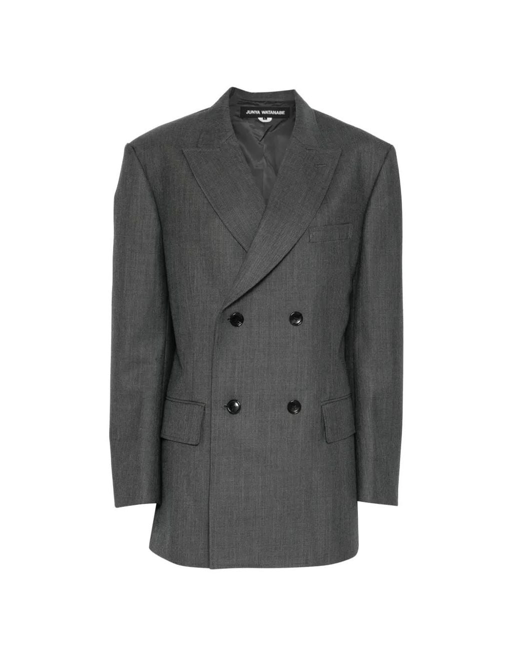 Junya Watanabe Gray Blazer Croisé À Revers Crantés