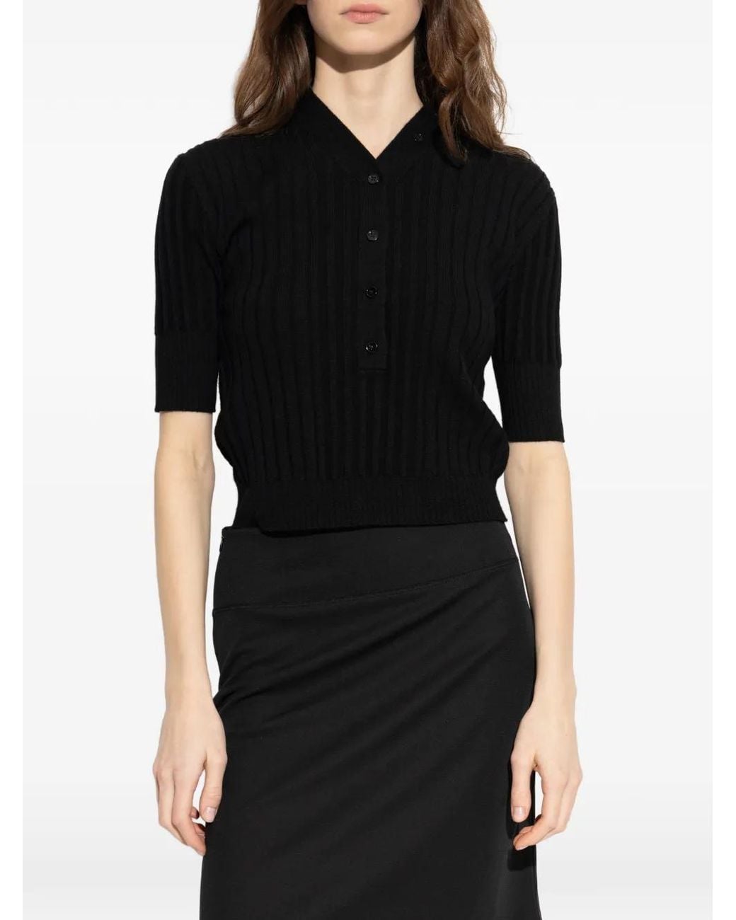 IRO Black Button Ribbed Sweater