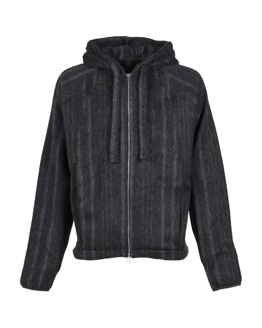 _J.L - A.L_ Gray Mantra Stripe-Pattern Hoodie for men
