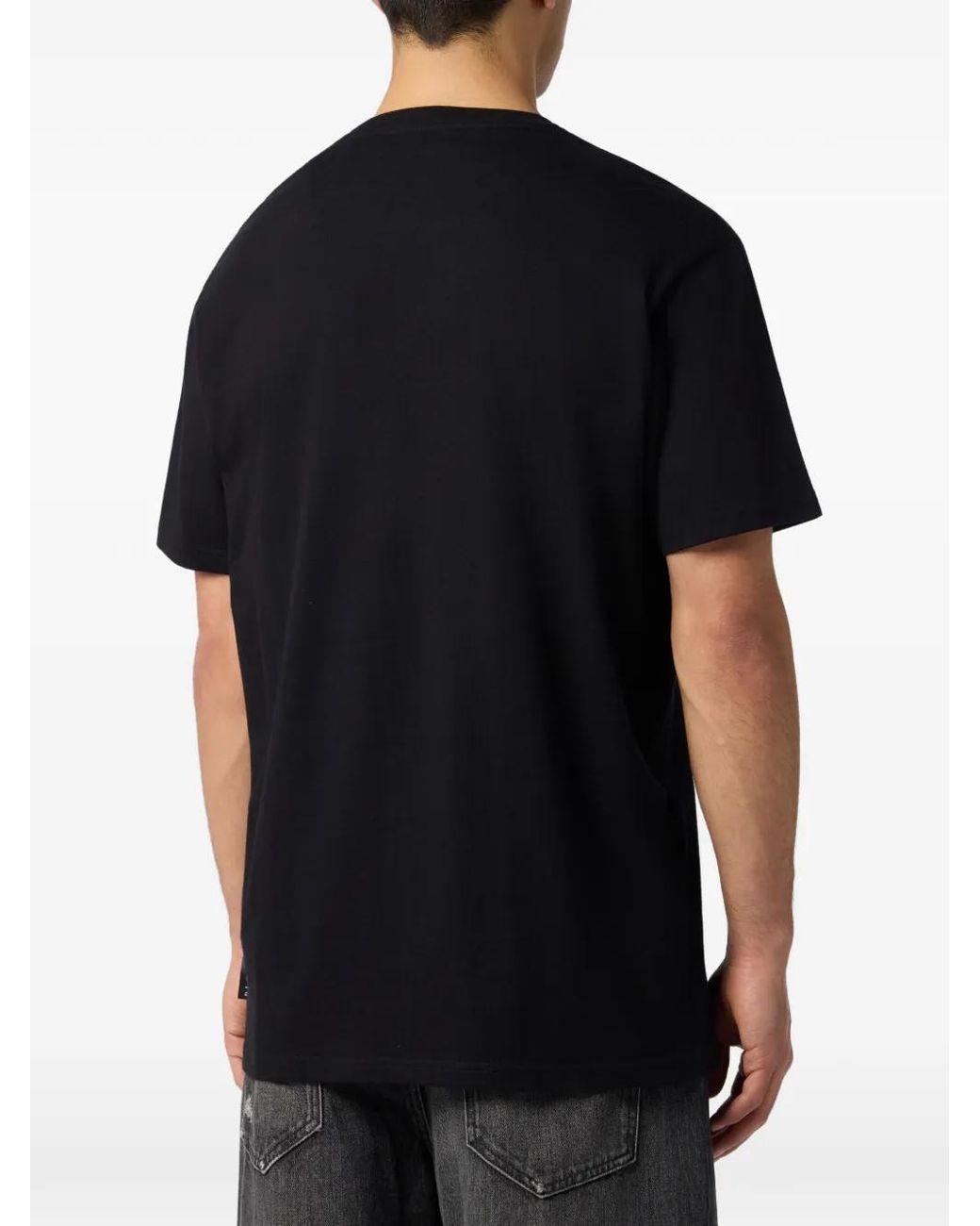 Philipp Plein Black Round Neck T-Shirt Space Hexagon for men