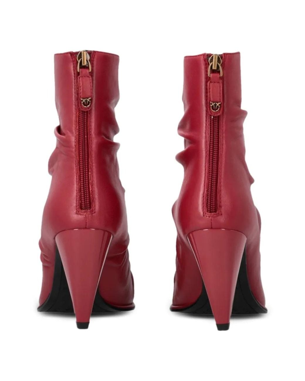Pinko Nappa Leather Ankle Boots With Gathered Leg Shaft