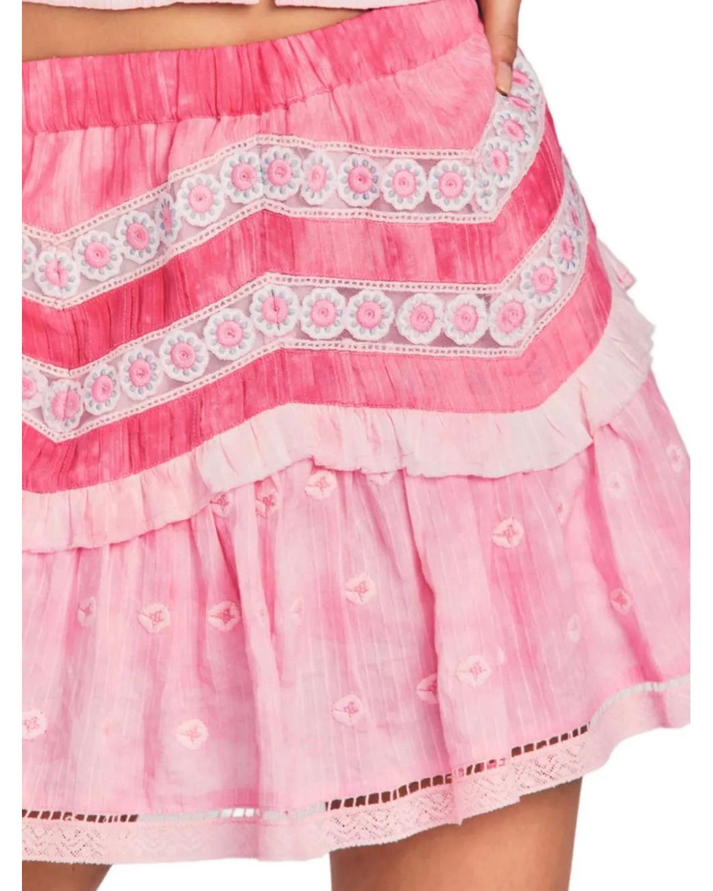 LoveShackFancy Pink Felice Tie-Dye Mini Skirt