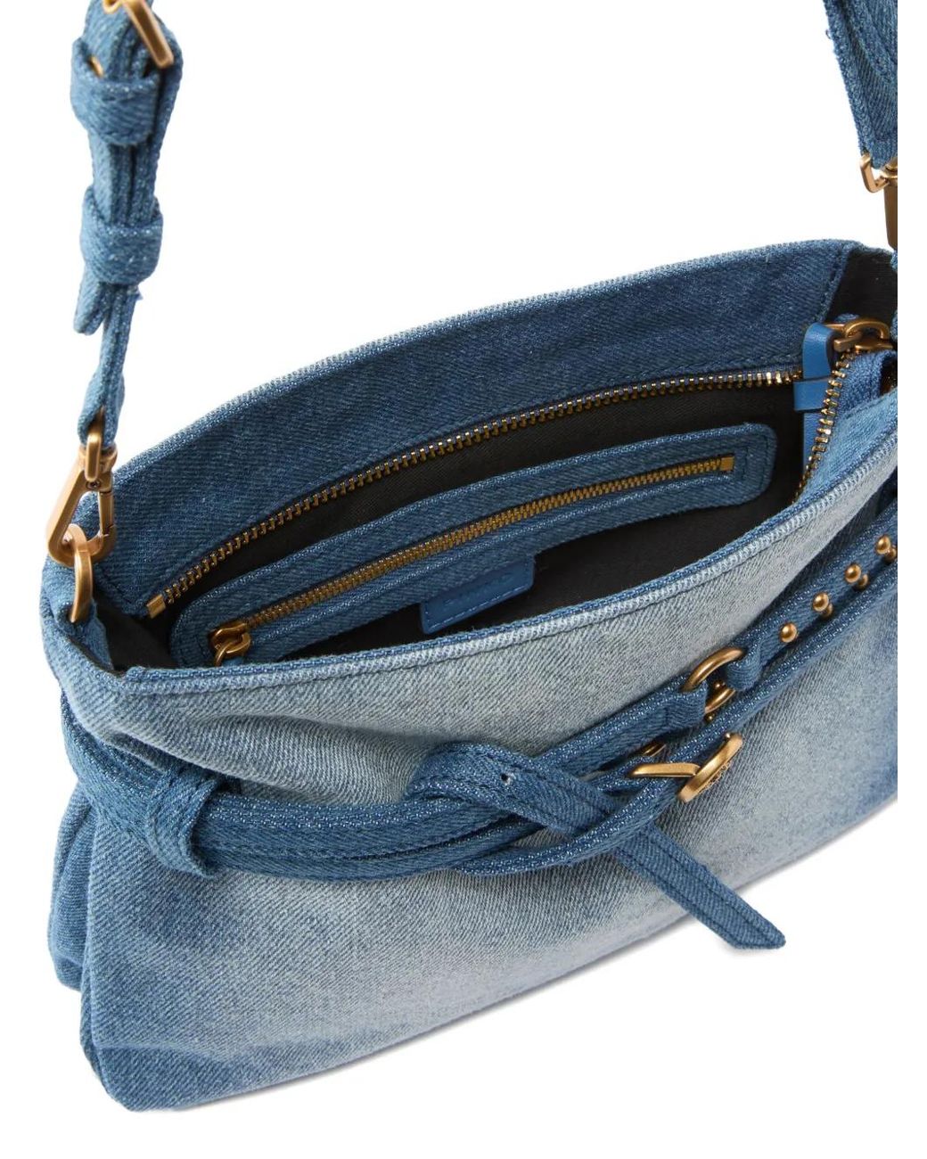 Pinko Blue Studded Shoulder Bag