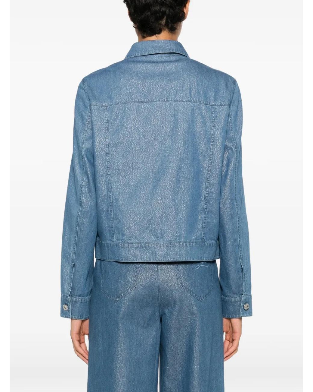 Karl Lagerfeld Blue Logo-Embroidered Lightweight Denim Jacket