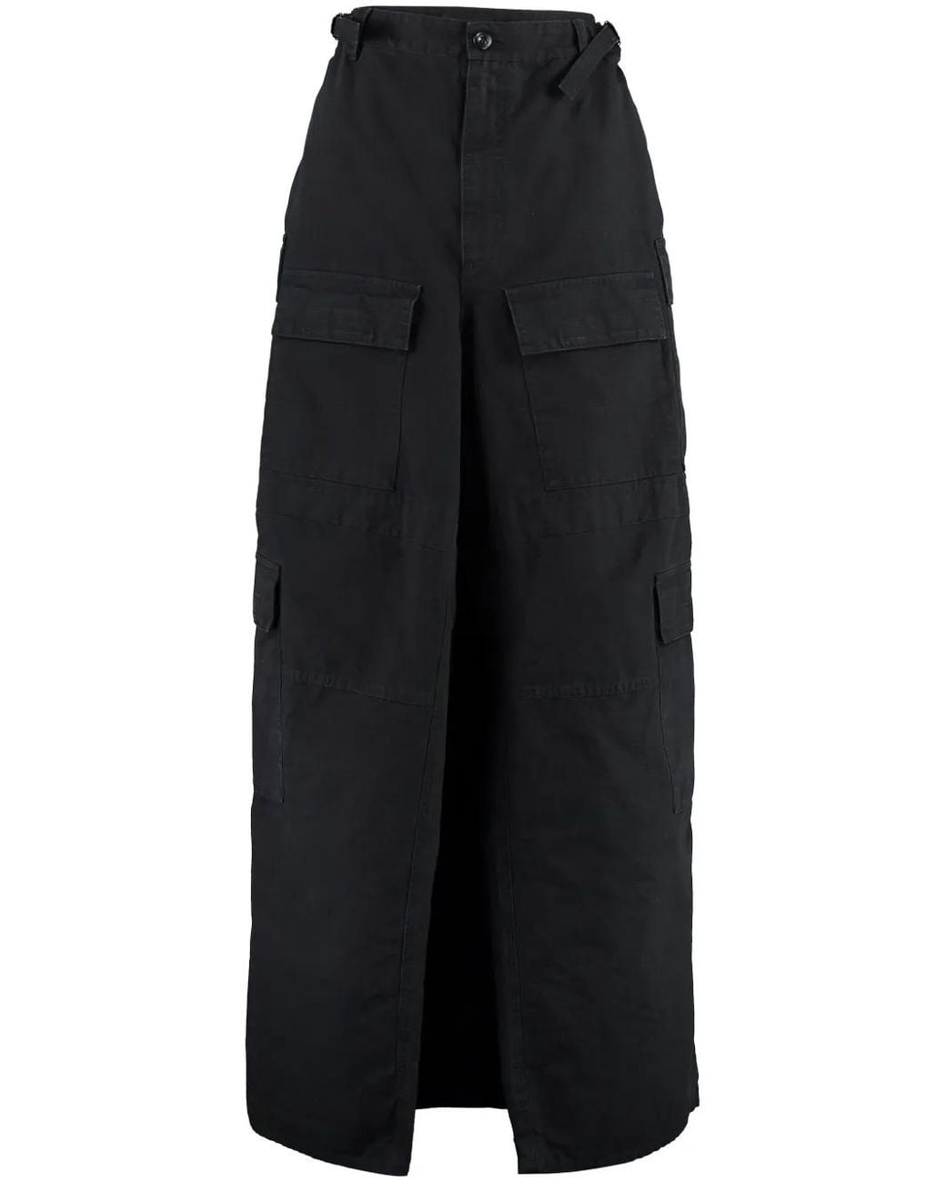 Balenciaga Black Cargo-Pockets Slit Skirt