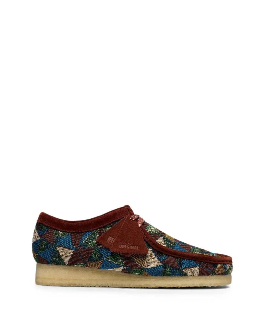 Clarks Brown Wallabee Geometric-Patterned Desert Boots for men