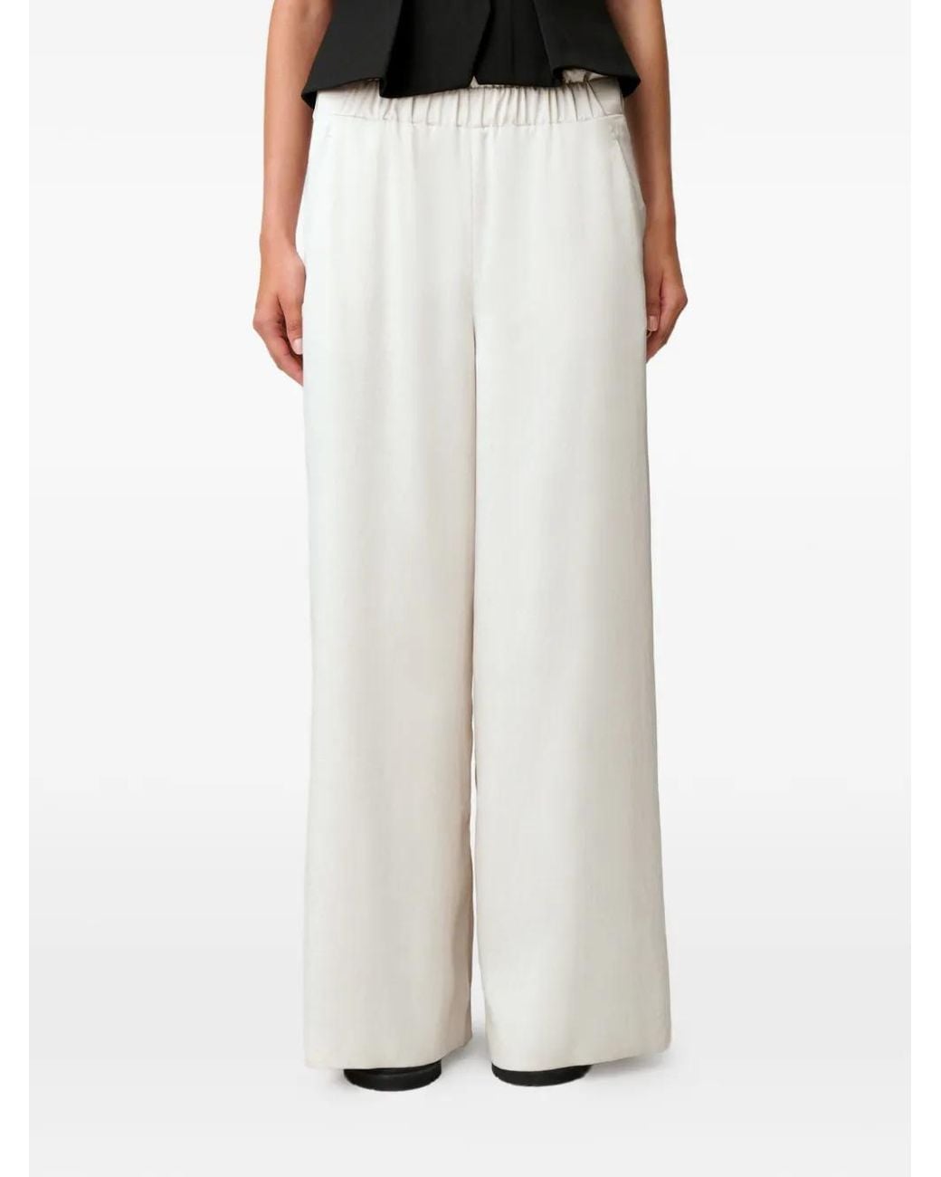 Claudie Pierlot White Flowy Satin Trousers