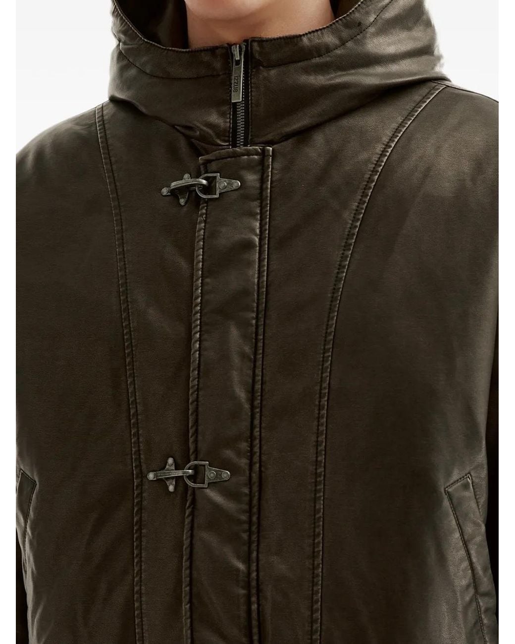 Izzue Black Toggle-Fastening Hooded Jacket for men
