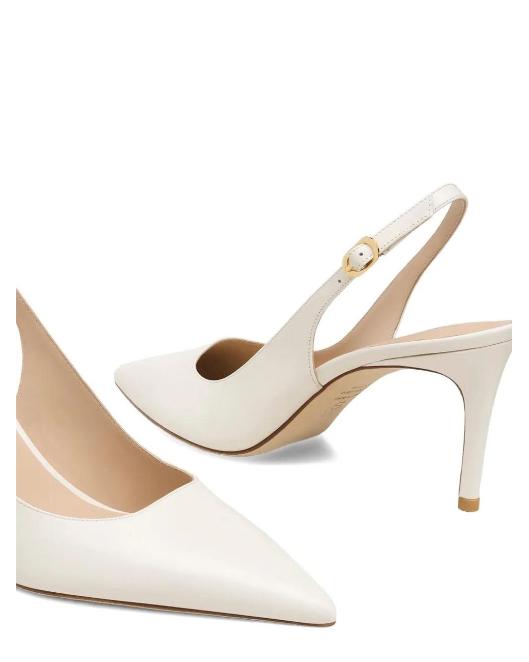 Stuart Weitzman White Spitze Stuart Power 75 Slingback-Pumps