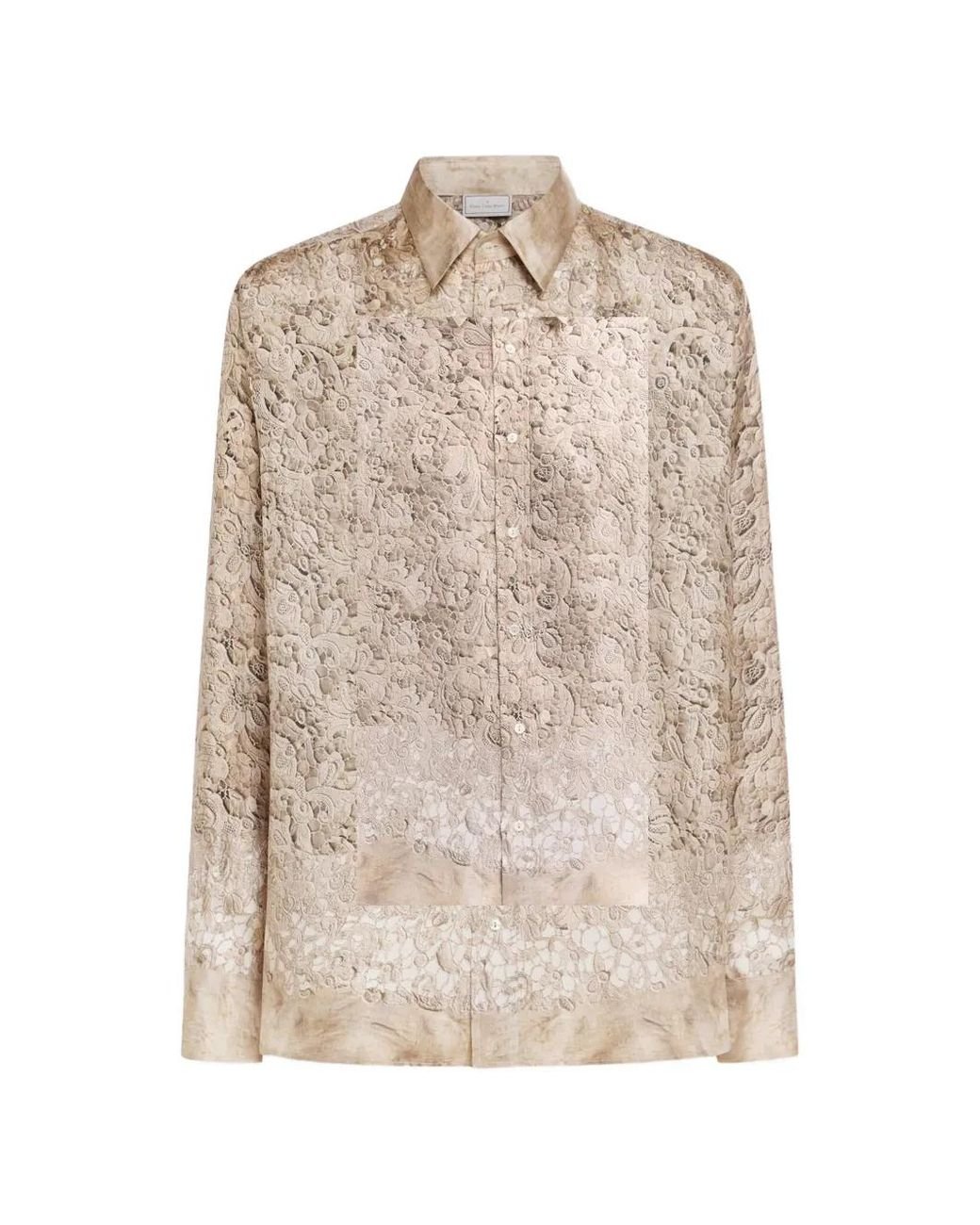 Pierre Louis Mascia Natural Aloe Floral Lace Longsleeve Shirt