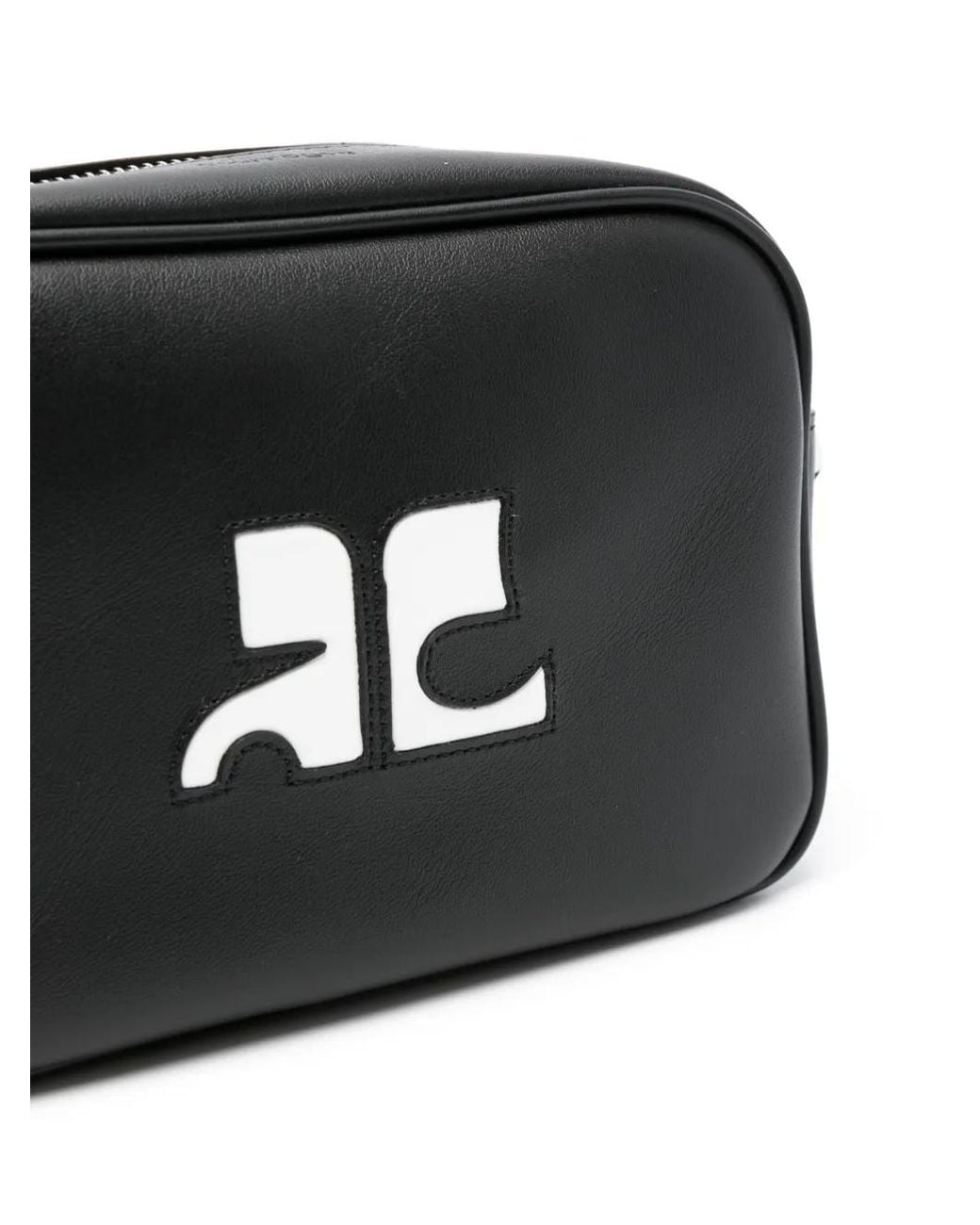 Courreges Black Reedition Leather Camera Bag for men