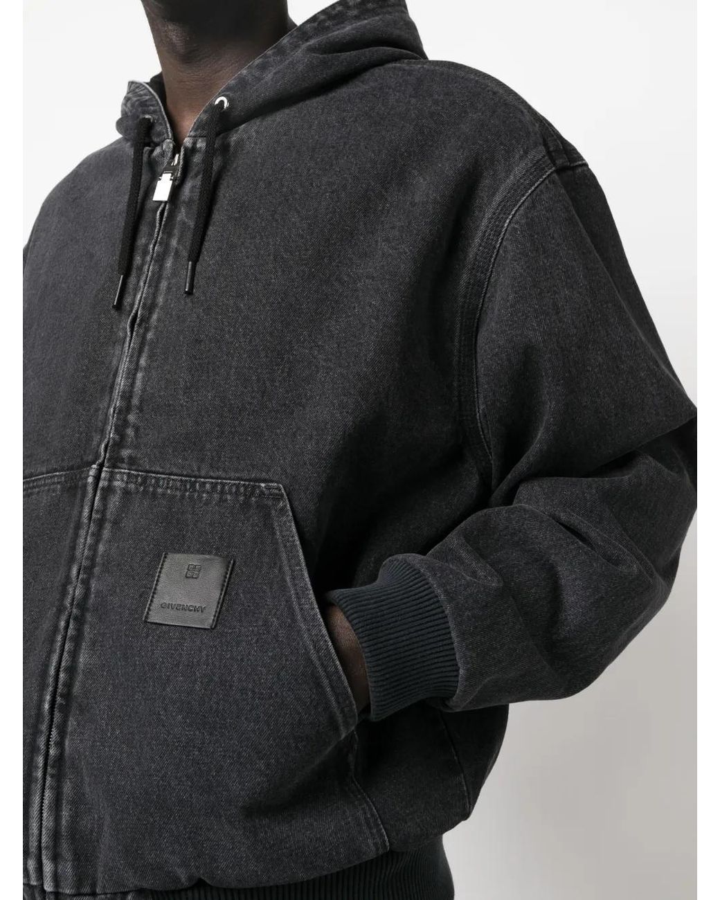 Givenchy Black Distressed-Effect Cotton Hooded Jacket for men