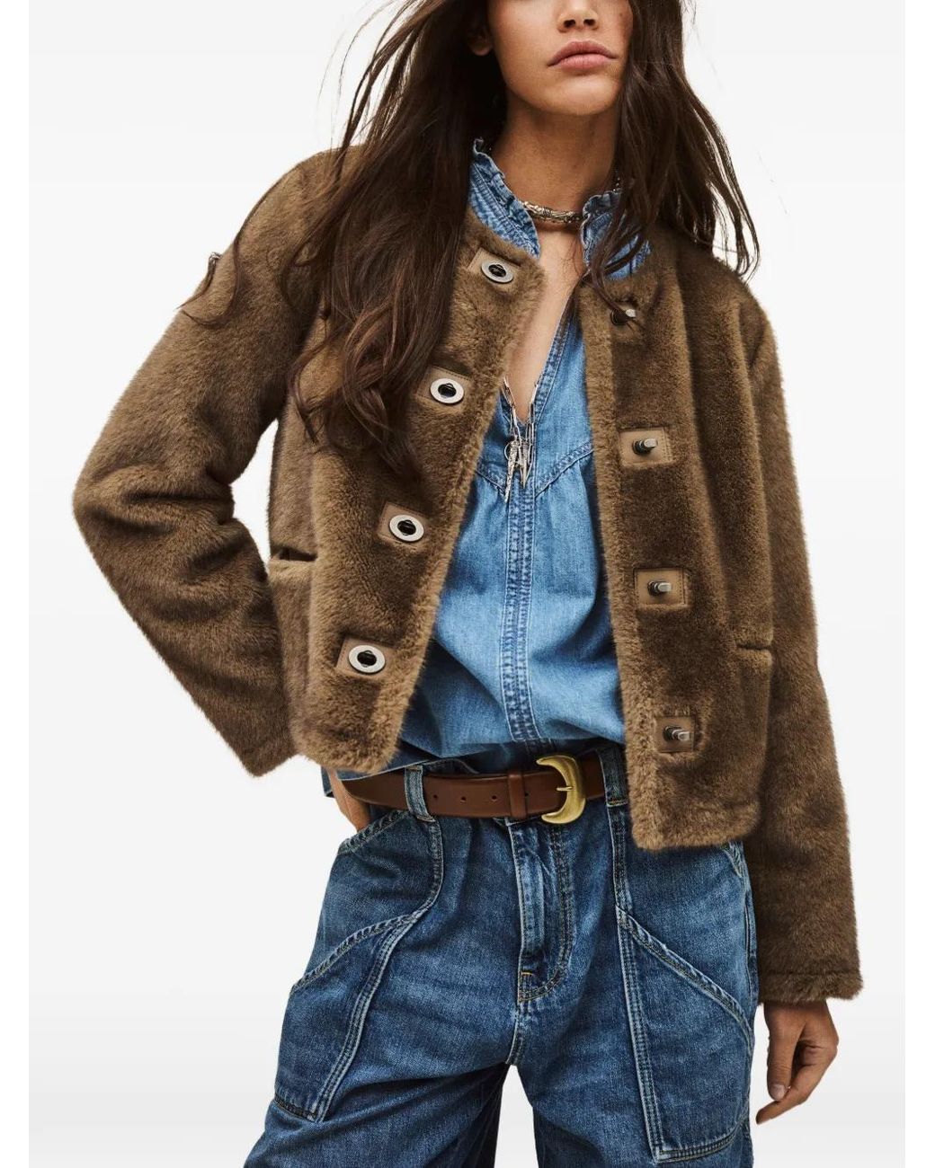 Ba&sh Brown Basil Buttoned Jacket