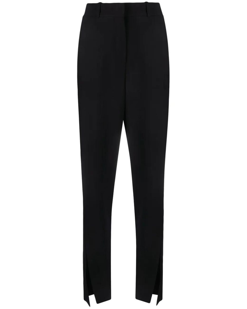 Balmain Black Split-Hem Virgin Wool Tapered Trousers
