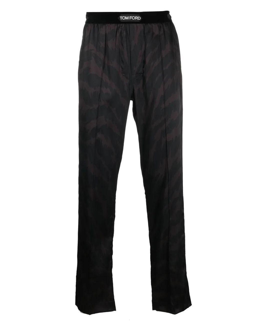 Tom Ford Black Patterned Logo-Waistband Pyjama Trousers for men