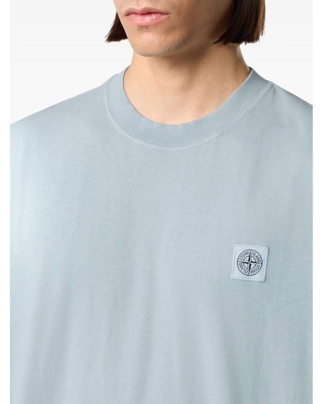 Stone Island Blue 2100030 Combed Organic Cotton Jersey T-Shirt for men