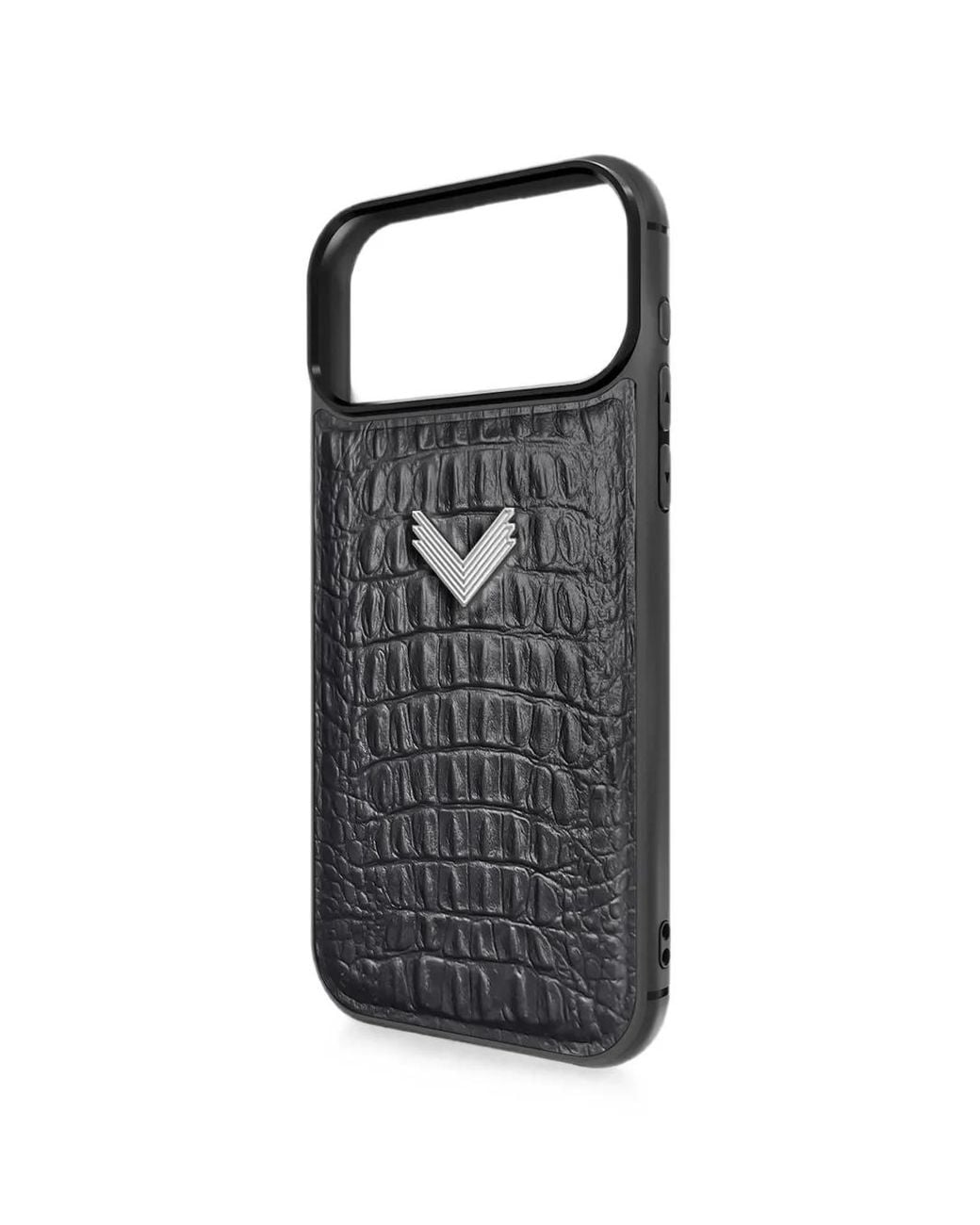 Velante Black Alligator-Effect Leather Iphone 18 Pro Phone Case