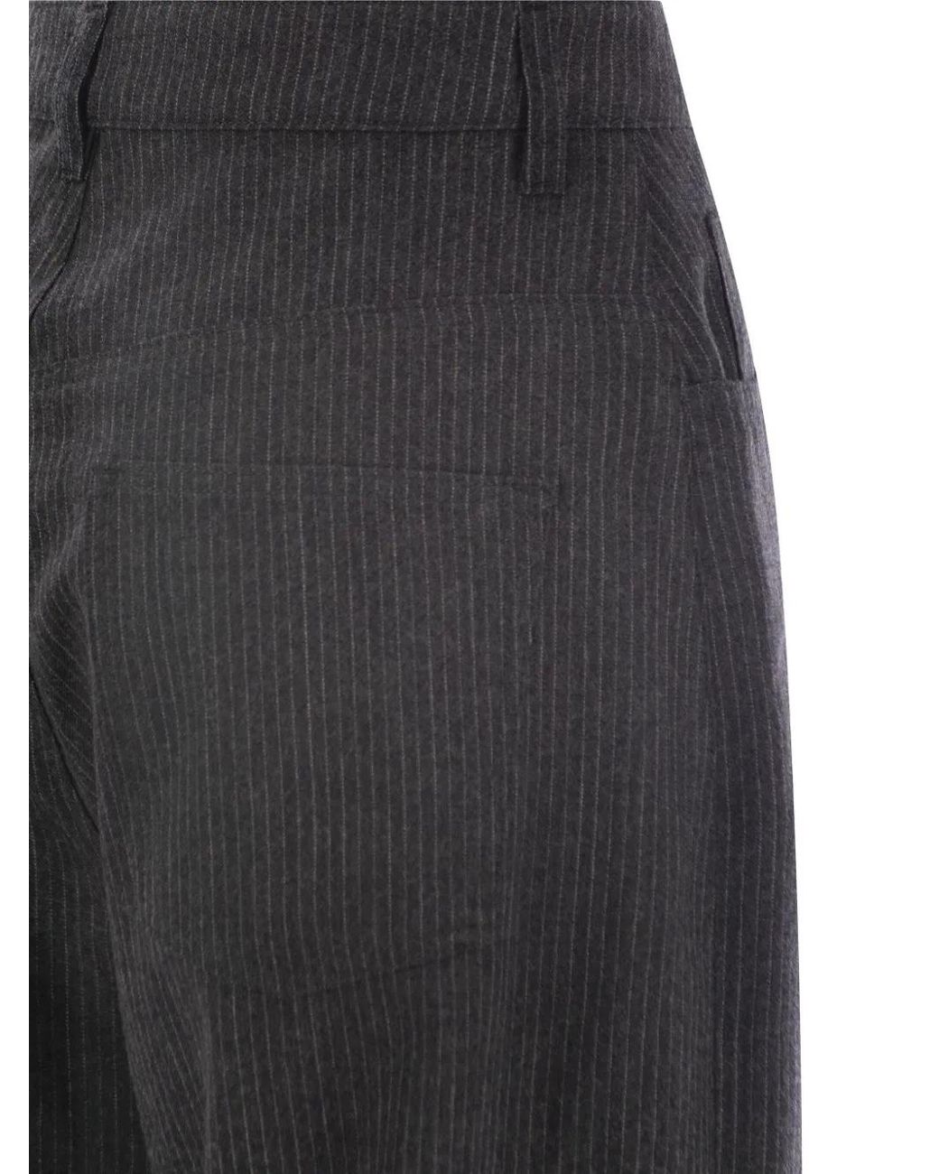 Fabiana Filippi Gray Pinstripe-Pattern Trousers