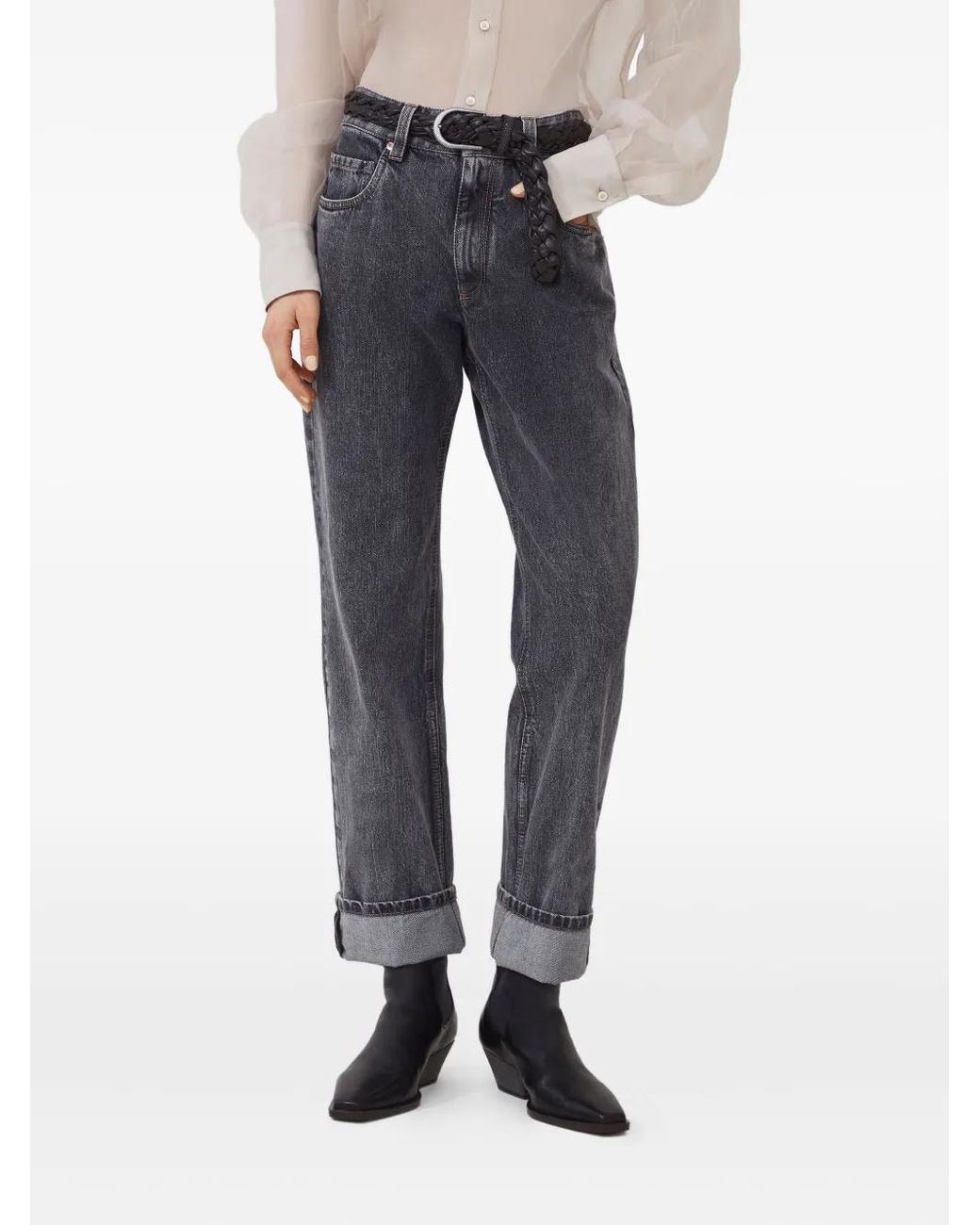 Brunello Cucinelli Gray Five-Pocket Cuffed Jeans