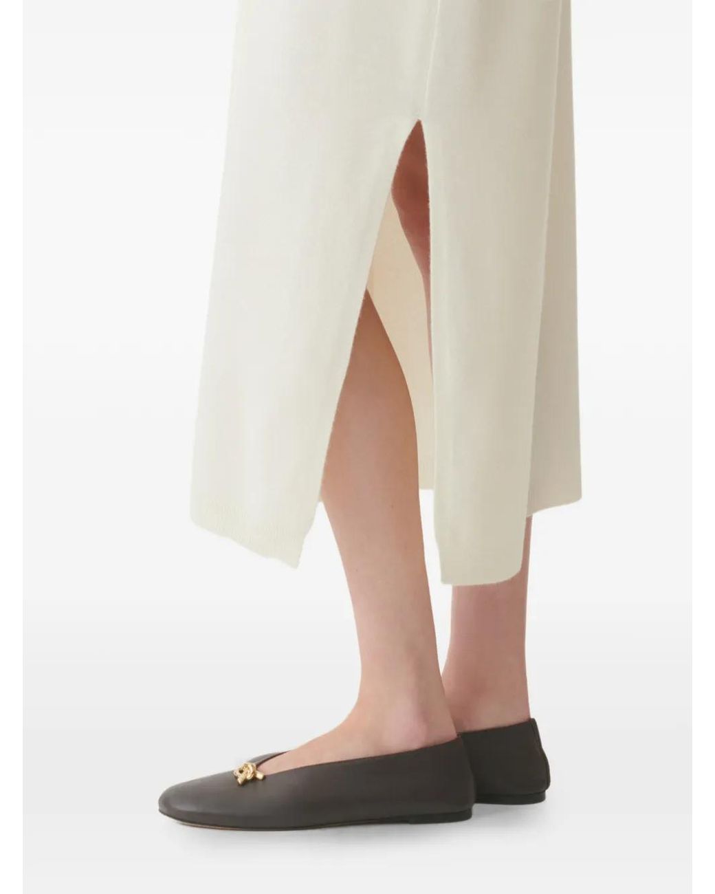 Fabiana Filippi White Belted Side-Slit Midi Dress