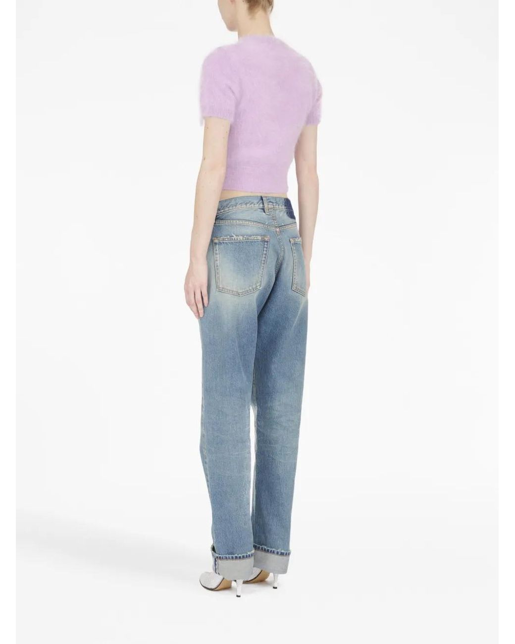Maison Margiela Purple Cropped Cotton T-Shirt