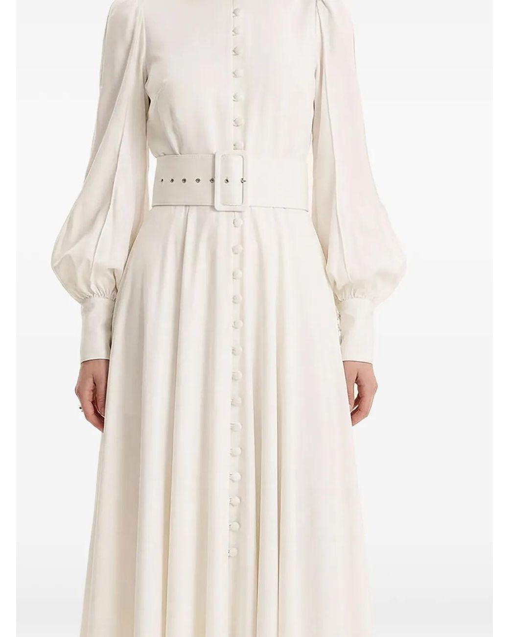 MOOS STUDIO White Buttoned Belted Maxi Dress