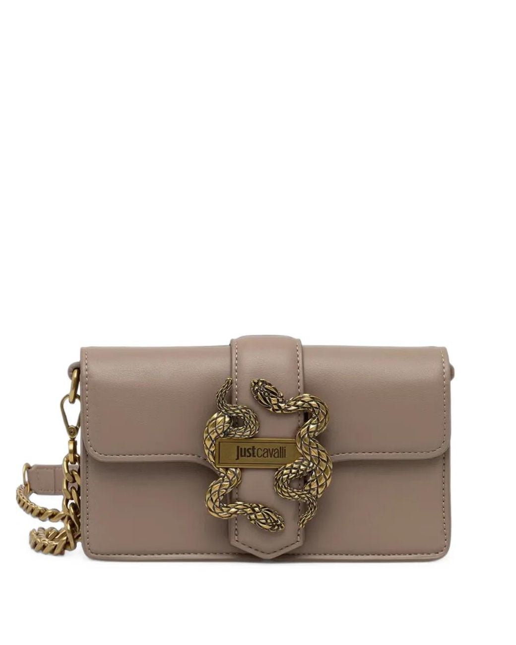 Just Cavalli Brown Iconic Snakes Cross Body Bag