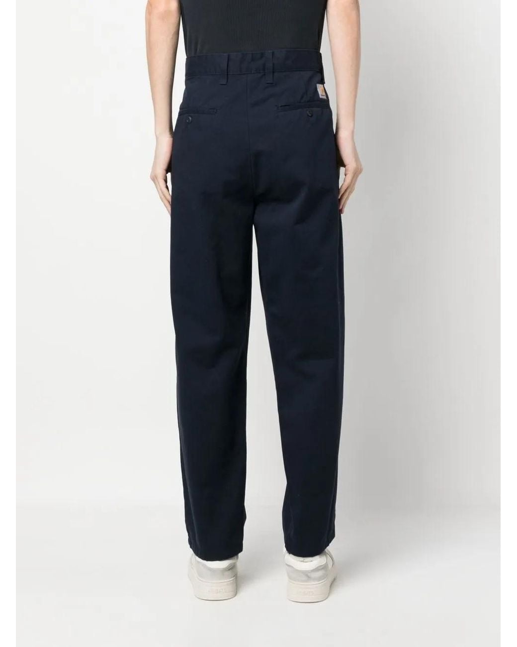 Carhartt Blue Logo-Patch Wide-Leg Trousers for men