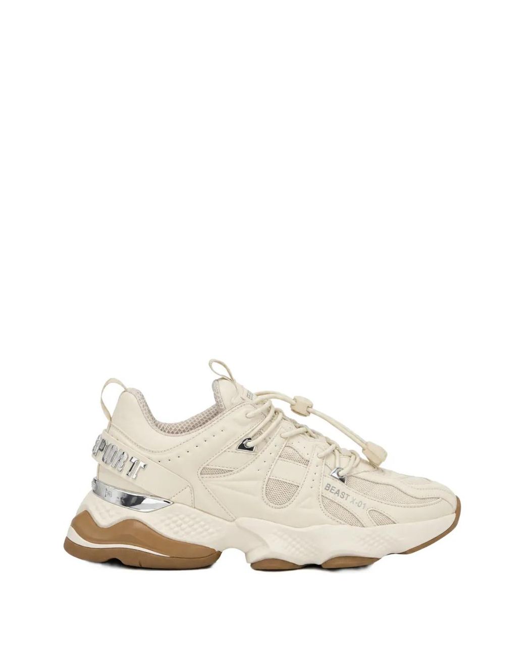 Philipp Plein White Runner Beast X-01 Panelled Sneakers