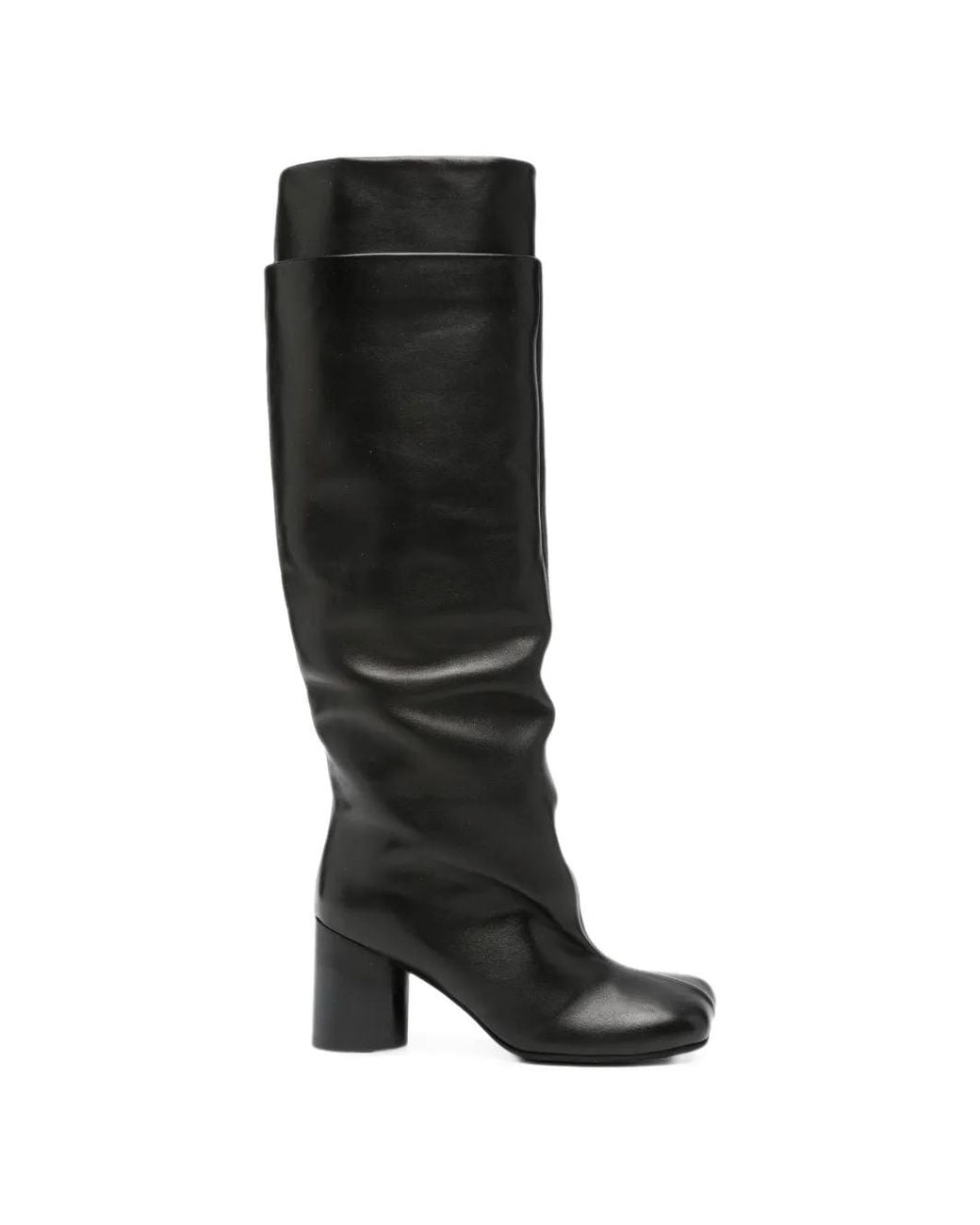 Liska Black Square-Toe Block-Heel Boots