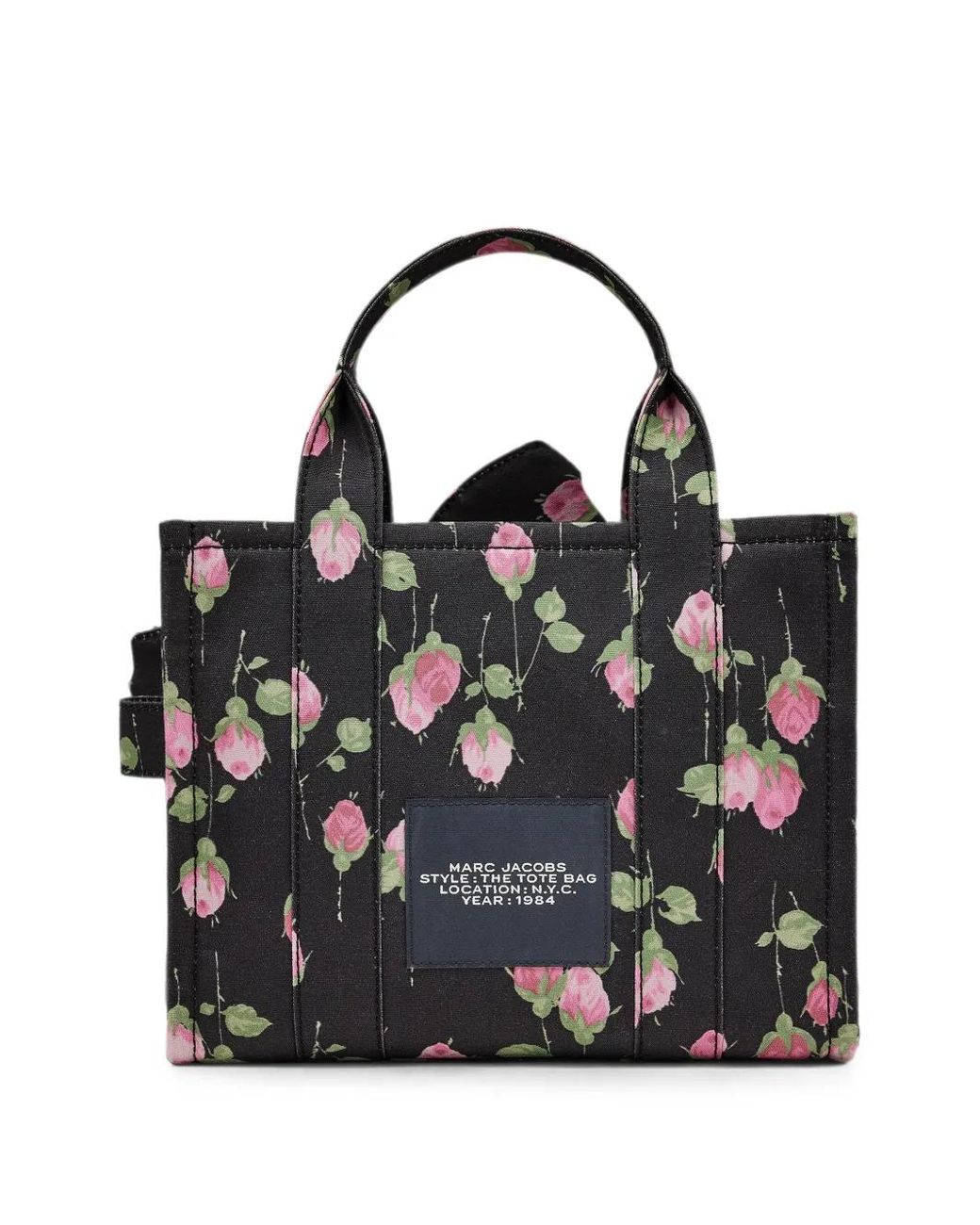 Marc Jacobs Black Petit Sac À Main En Toile Fleurie Avec Nœud Oversize