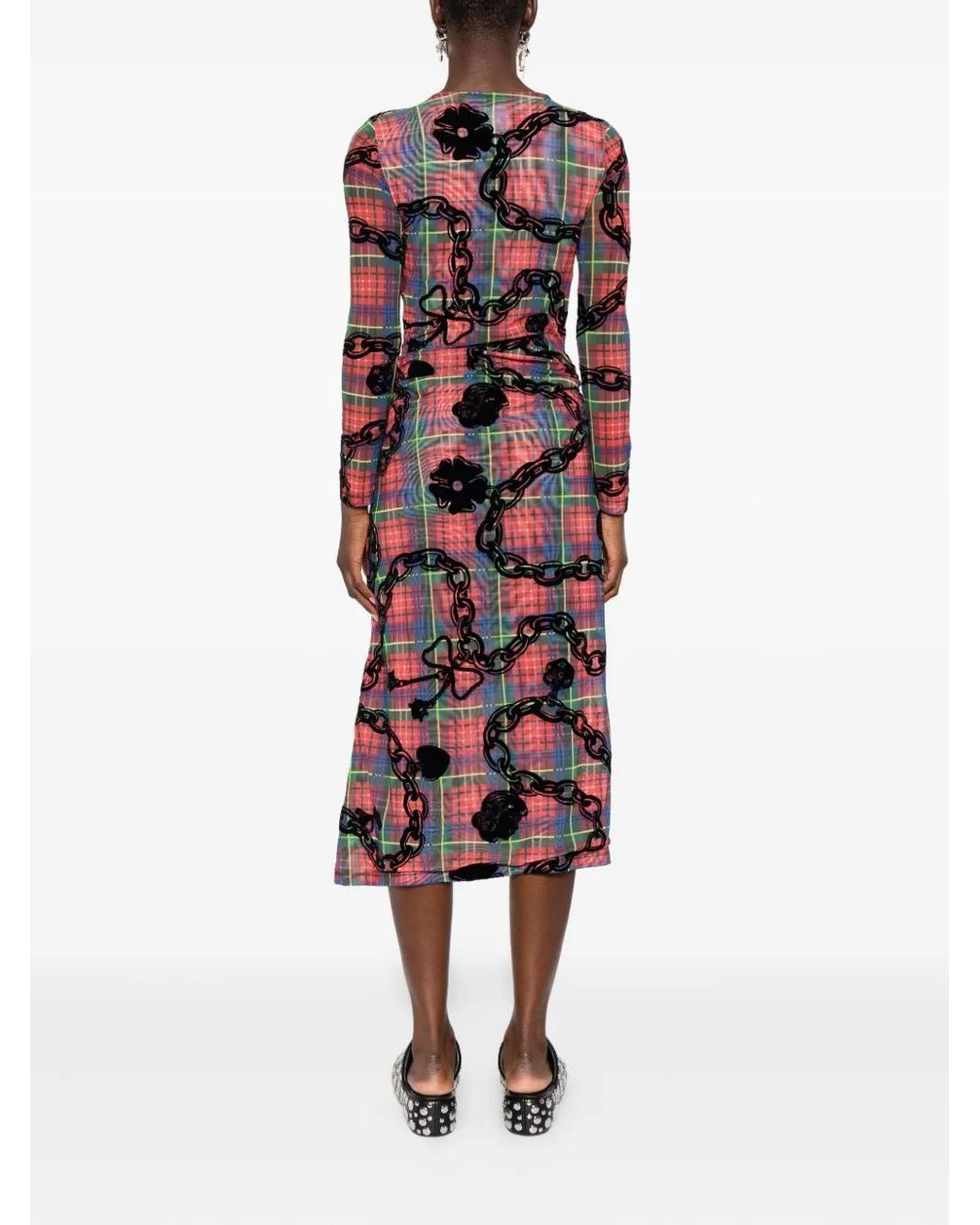 Chopova Lowena Red Sonicscape Mesh Dress
