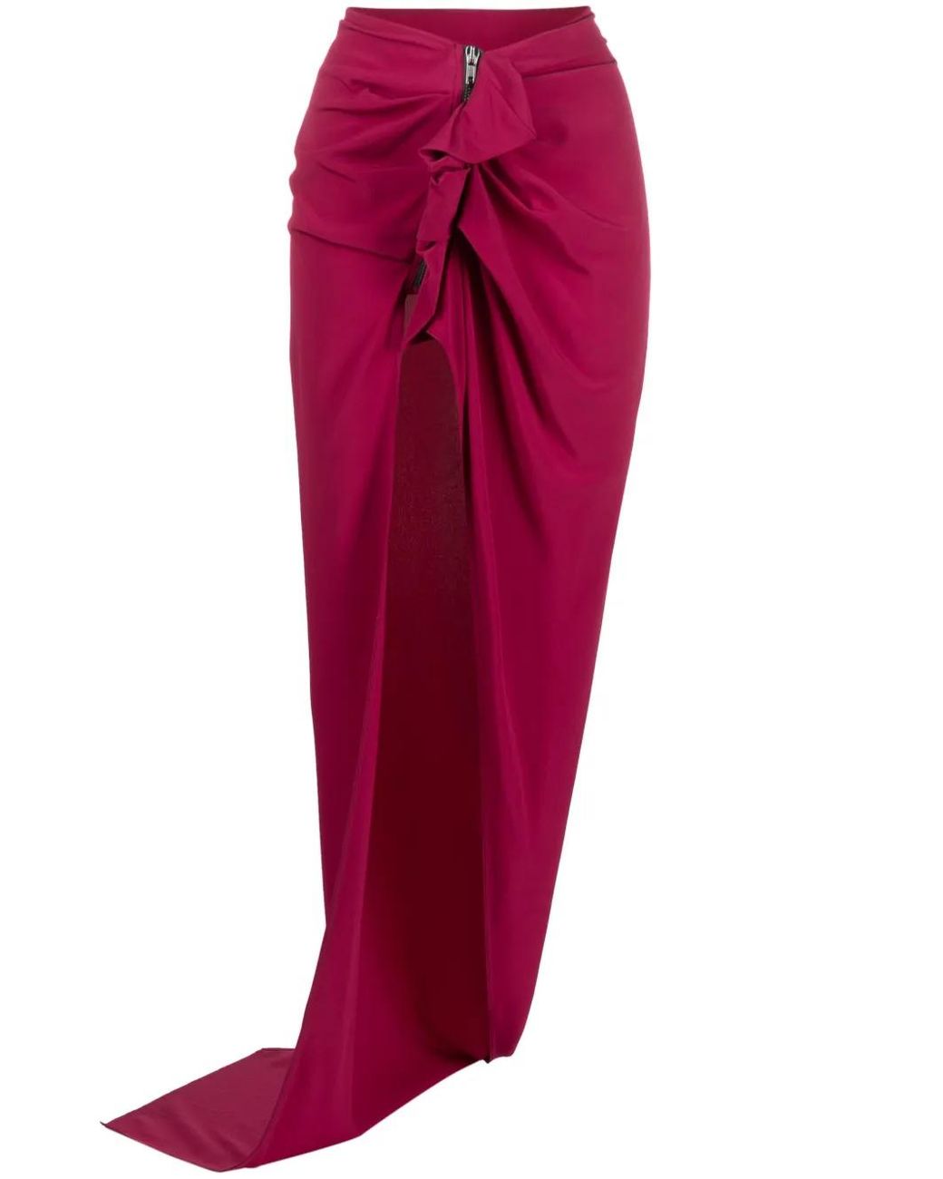 Rick Owens Red Long Skirt With Ruffles